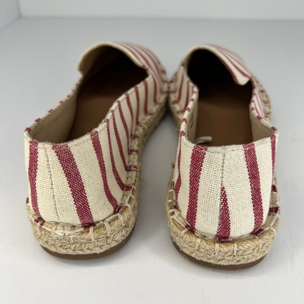 Time and Tru Womens Red Stripe Canvas Espadrille Casual Slip-On Size 7.5 Flats - Picture 5 of 10